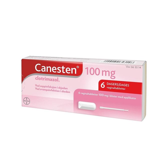 Hovedbilde Canesten 6 vagitorer tabletter 100 mg m/applikator