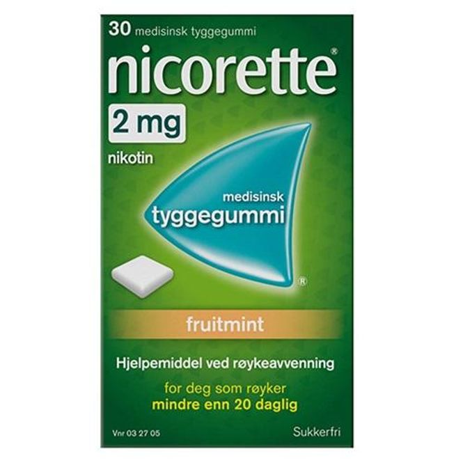 Hovedbilde Nicorette tyggegummi 2 mg fruitmint 30 stk