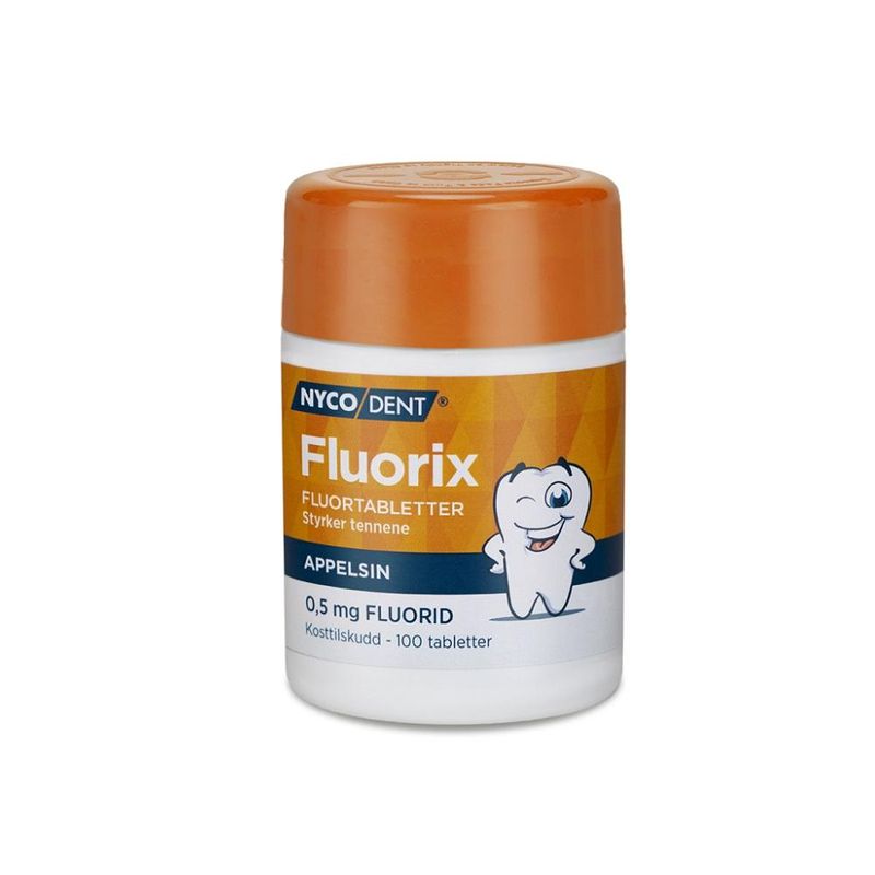Nycodent fluorix 0,5 mg m/appelsin 100 stk