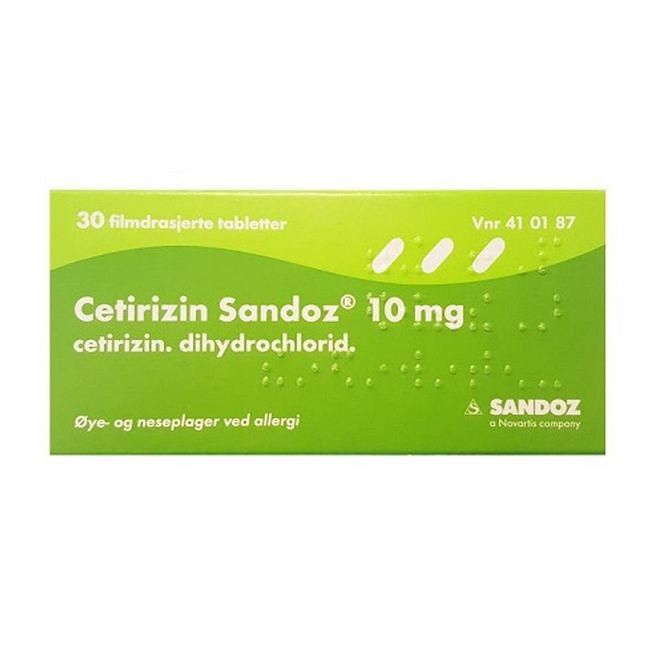 Hovedbilde Cetirizin sandoz 10 mg 30 tabletter