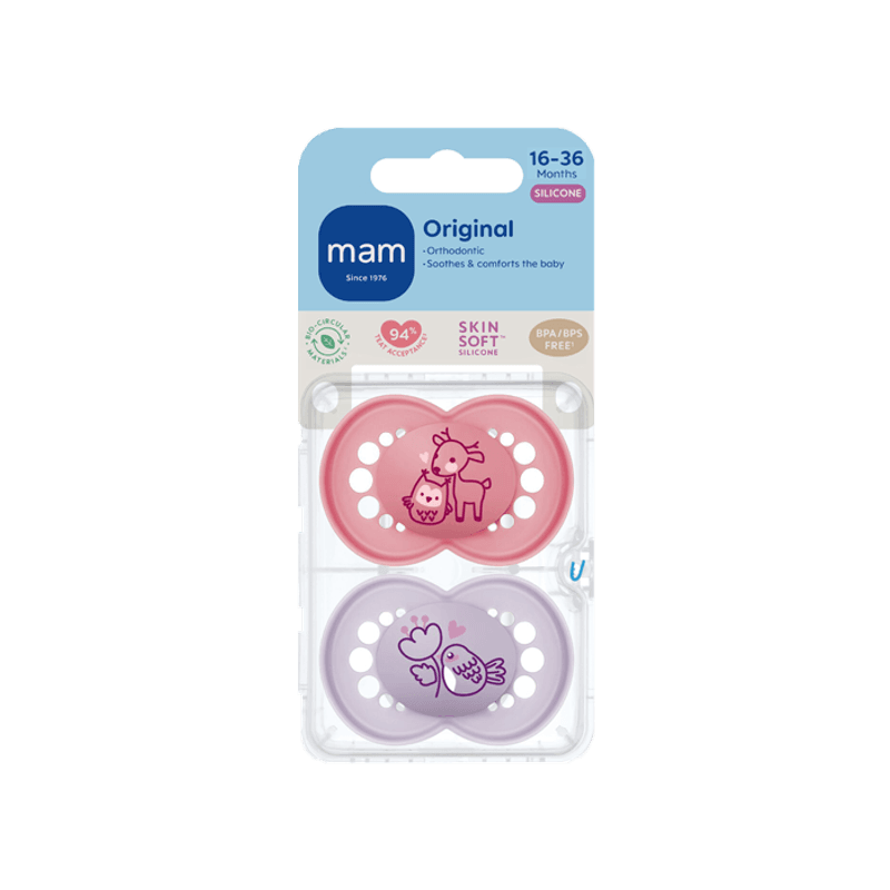 Mam narresmokk original silicone pink 16-36mnd 2 stk
