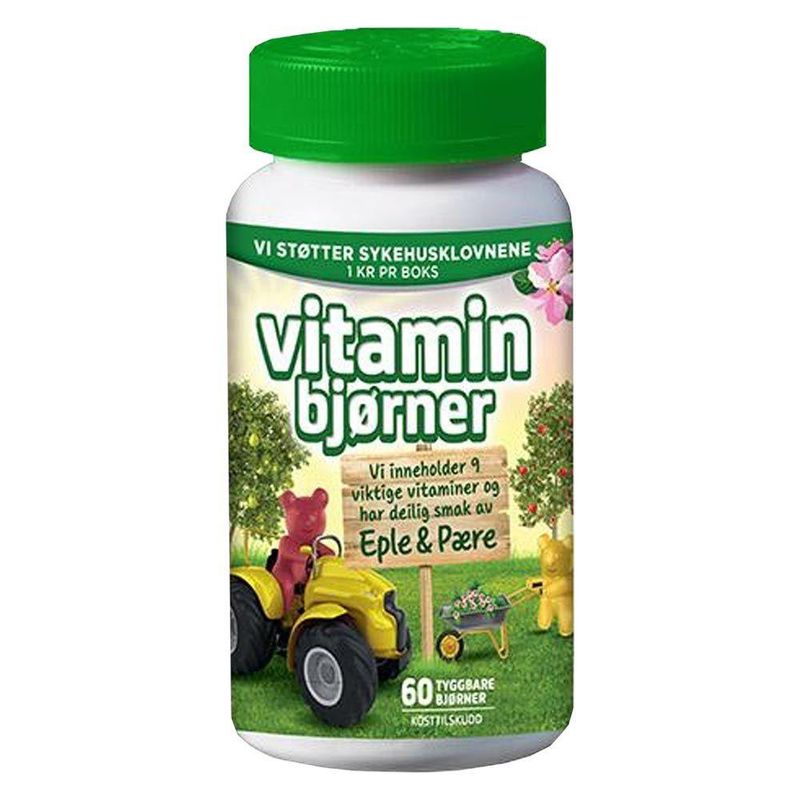 Vitaminbjørner tyggetabletter eple & pære 60 stk