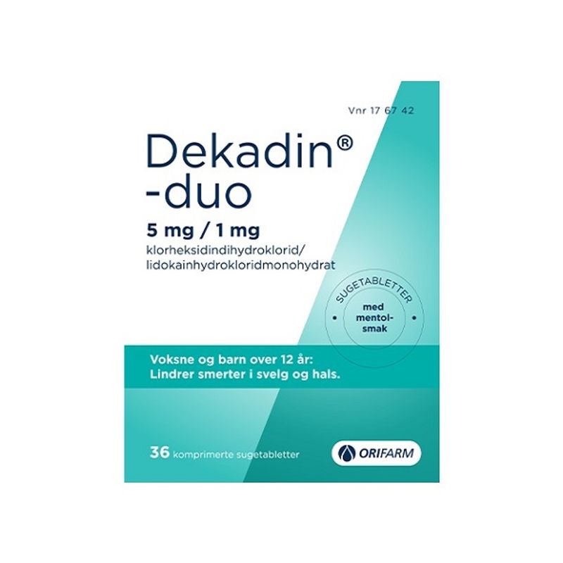 Dekadin-duo 5/1mg sugetablett mentol 36 stk