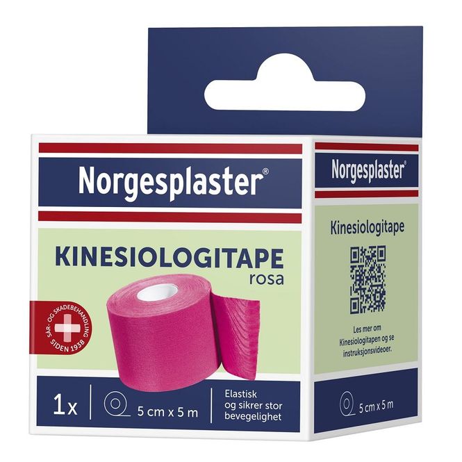 Hovedbilde Norgesplaster kinesiolog rosa 5 cm x 5 m