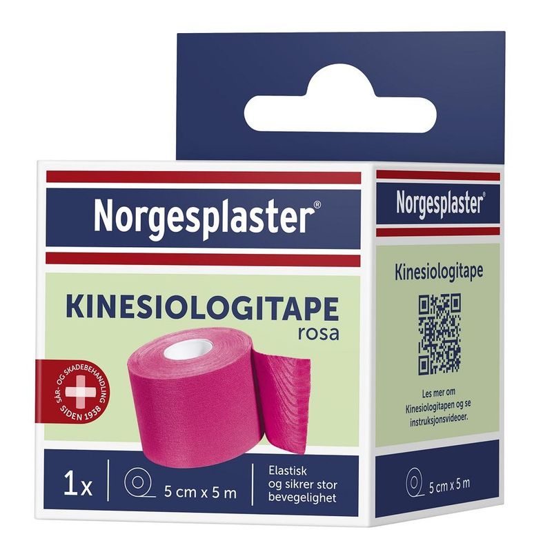 Norgesplaster kinesiolog rosa 5 cm x 5 m