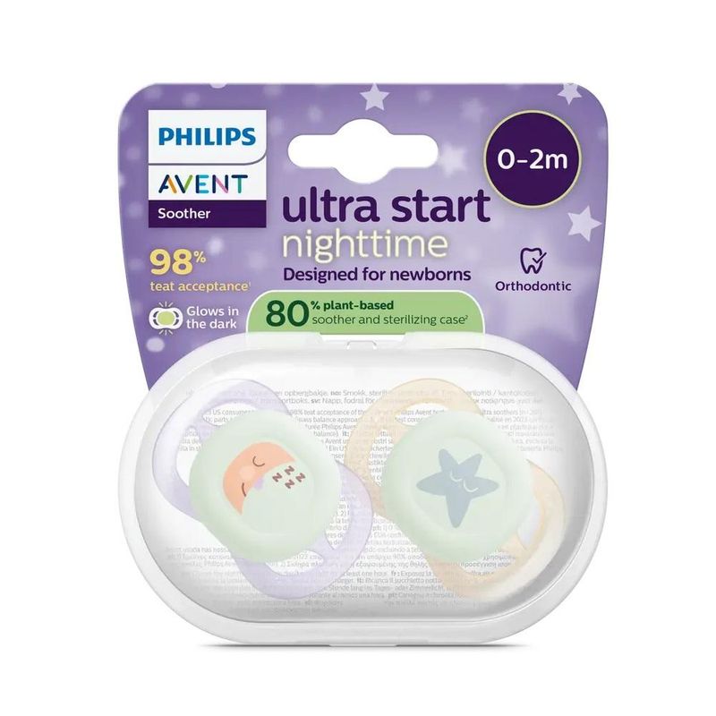 Philips avent ultra start night narresmokk lilla/orange 0-2mnd 2 stk